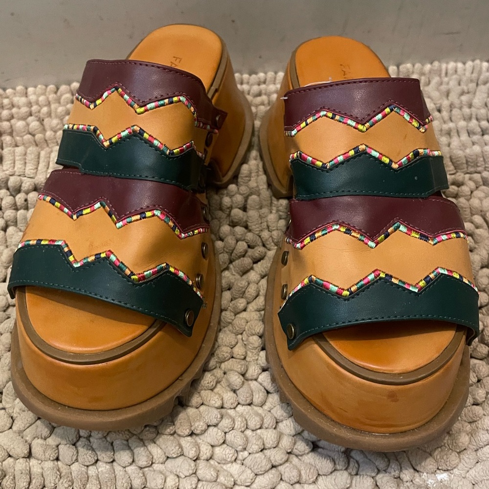 Farm Rio Multi Color Clog Slides Nwot - image 1